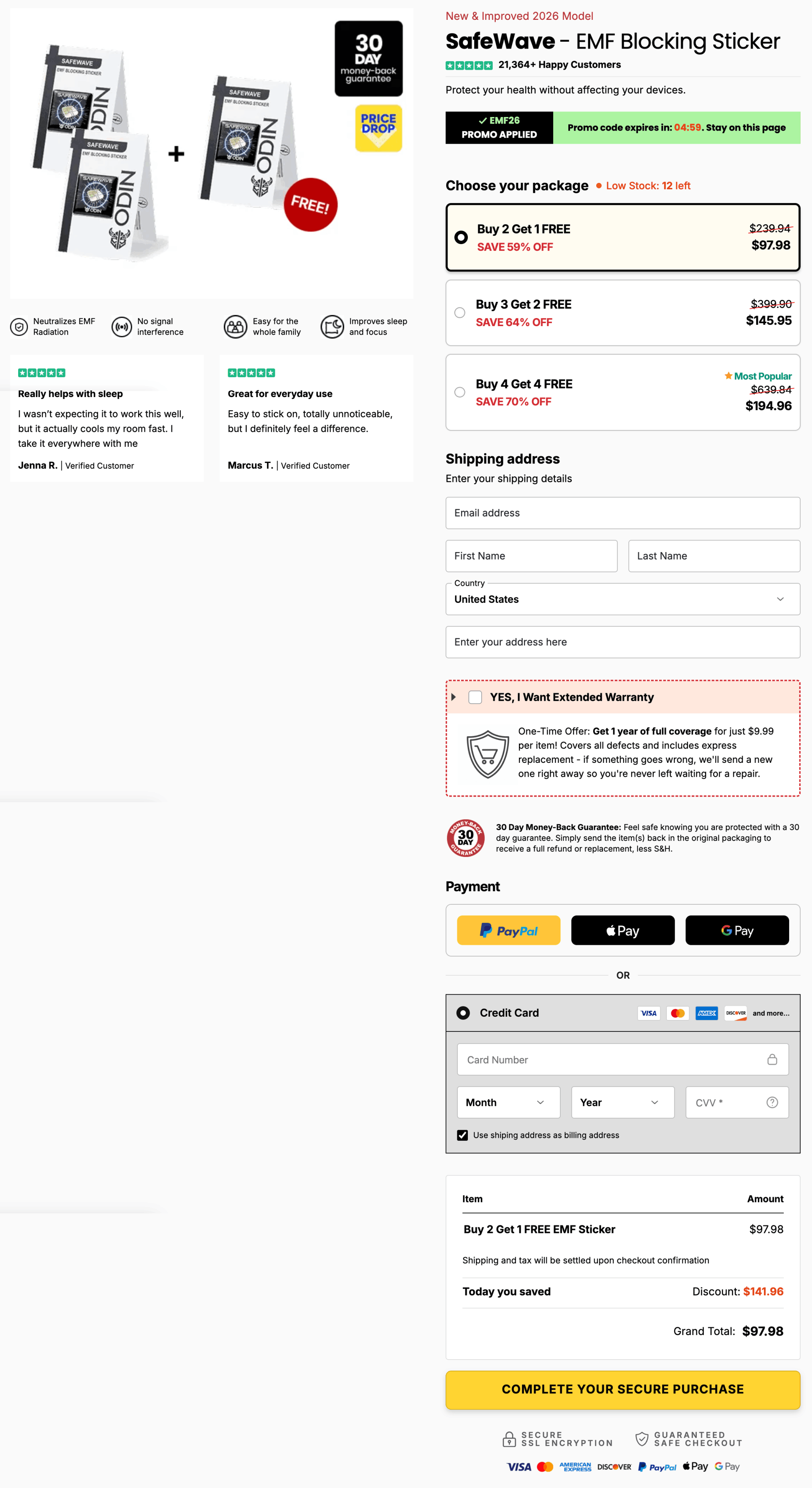 ODIN SafeWave 100% Secure Checkout Page
